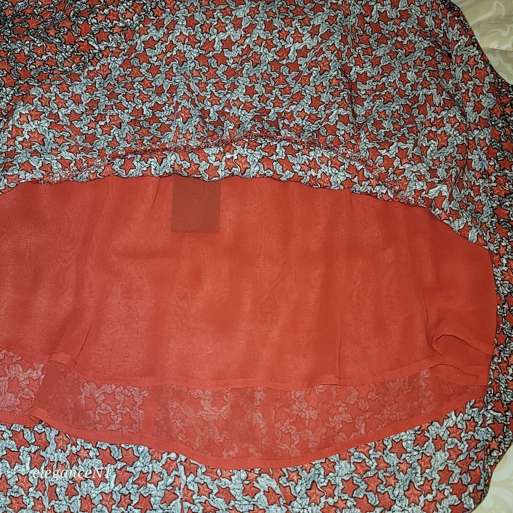 Lane Bryant 2 Layer Ruffle  Starry Red/Black/White Lined Skirt Sz: 14/16 NWT - Picture 9 of 10